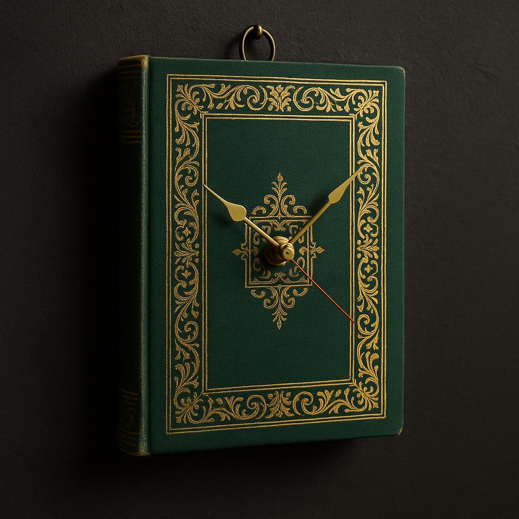 Handgefertigte Buch-Uhr