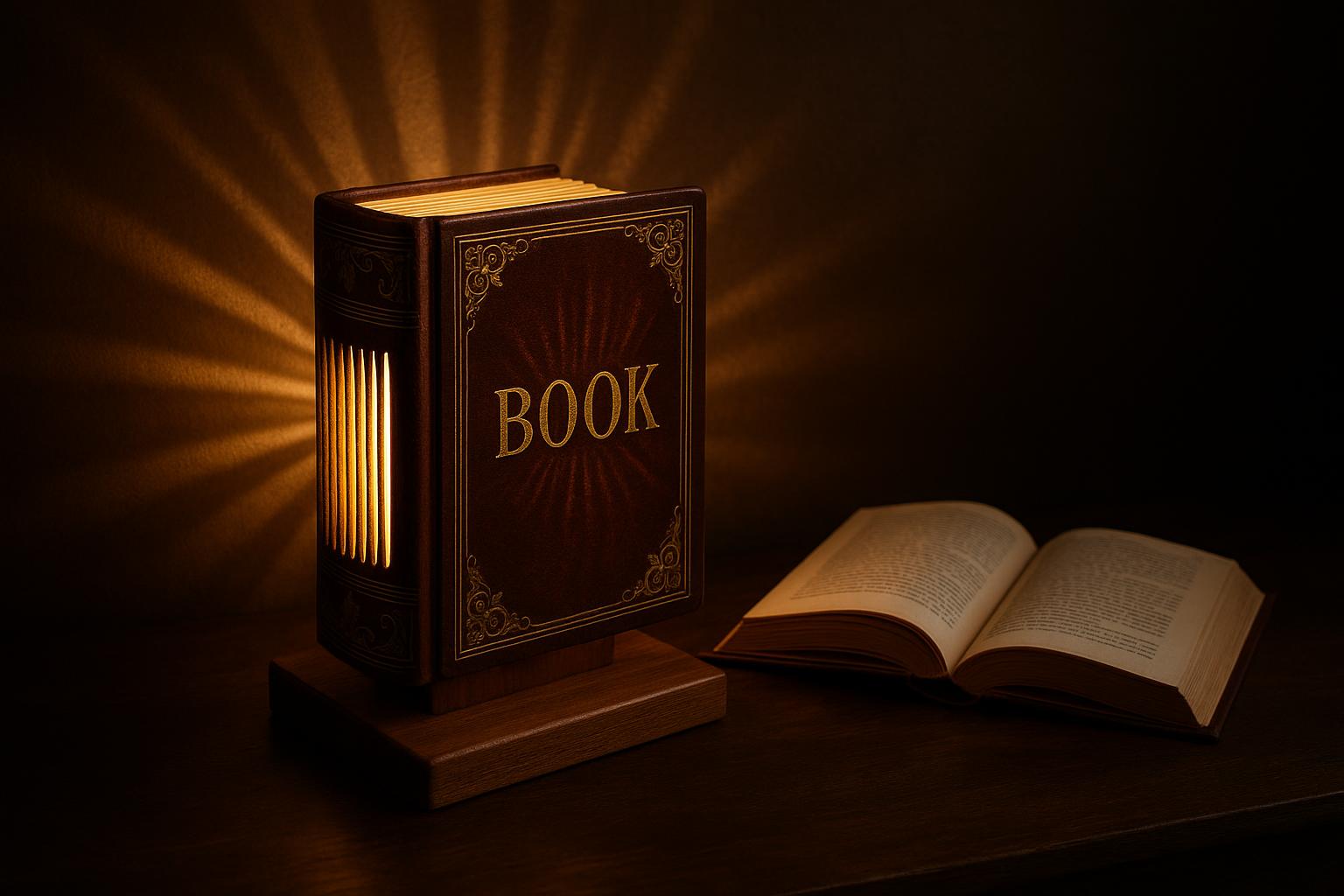 Buch-Lampe aus antikem Ledereinband